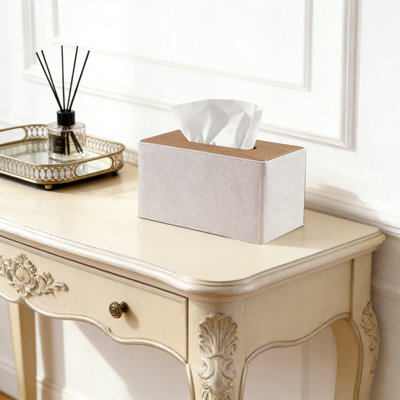 Modern Rectangular Tissue Box Cover, PU Leather Tissue Holder And Organizer For Large Standard Boxes, Minimalist Home And Office Decor