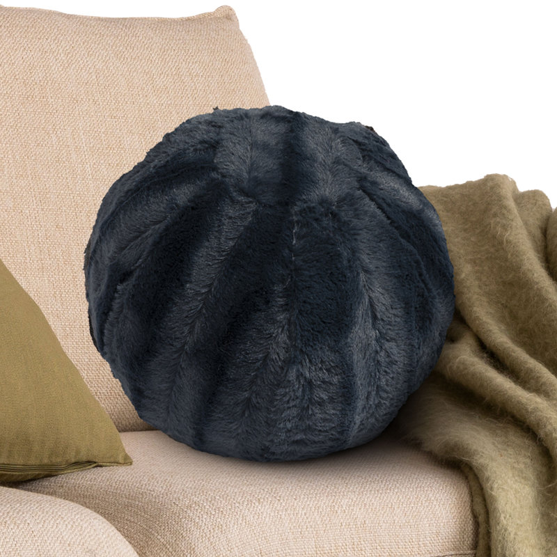 Faux Fur Reversible Throw Pillow, Blue