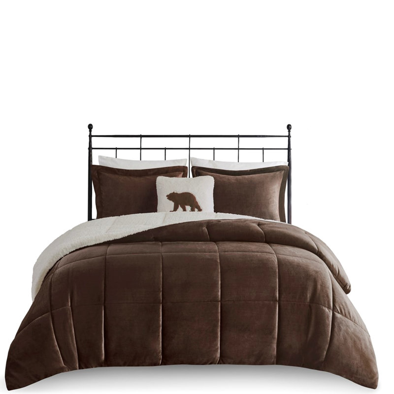 Édredon très douillet Cozy, Édredon de très grand lit et 4 pièces additionn, Brun / Ivoire