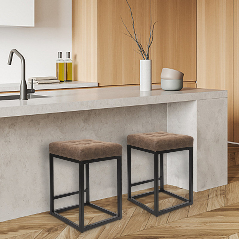 Tabouret de comptoir de cuisine 25 po Leyo, Brun