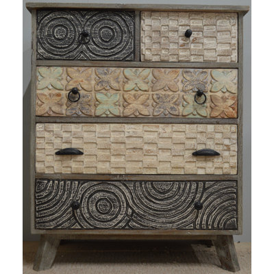 Corda Solid Wood 75cm W 5 - Drawer Chest of Drawers