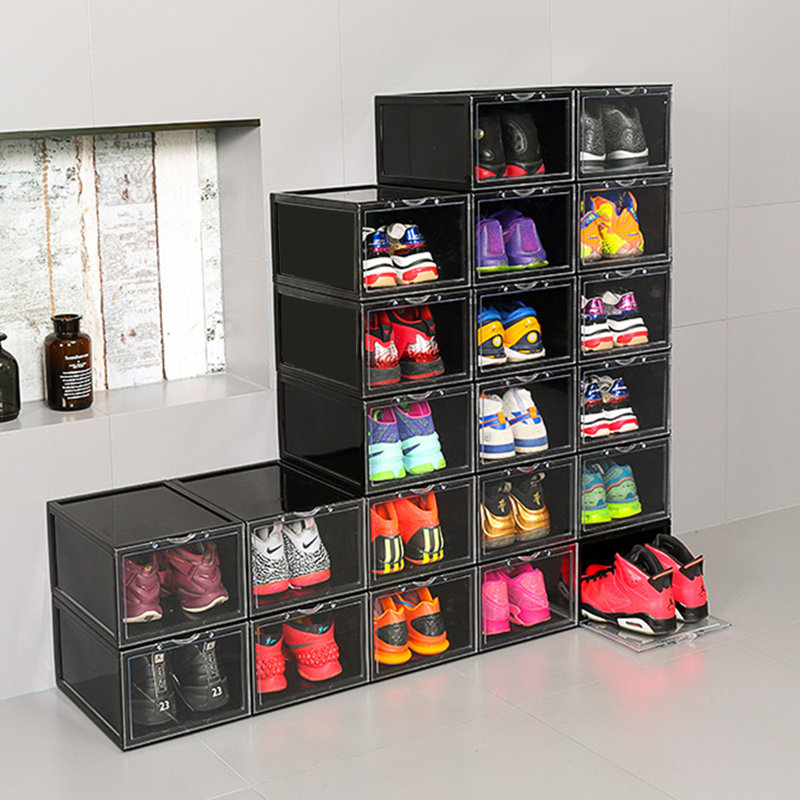 Whiling Stackable Shoe Storage Box, Black