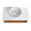Meuble-lavabo flottant de 36 po avec lavabo vasque en marbre veiné doré, meuble-lavabo mural avec tablette ouverte, finition blanche avec décor en bois, conception moderne peu encombrante (livré en 2 boîtes)