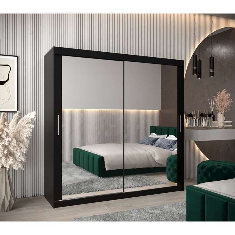 Abdu 2 Door Manufactured Wood Wardrobe, Black Matt