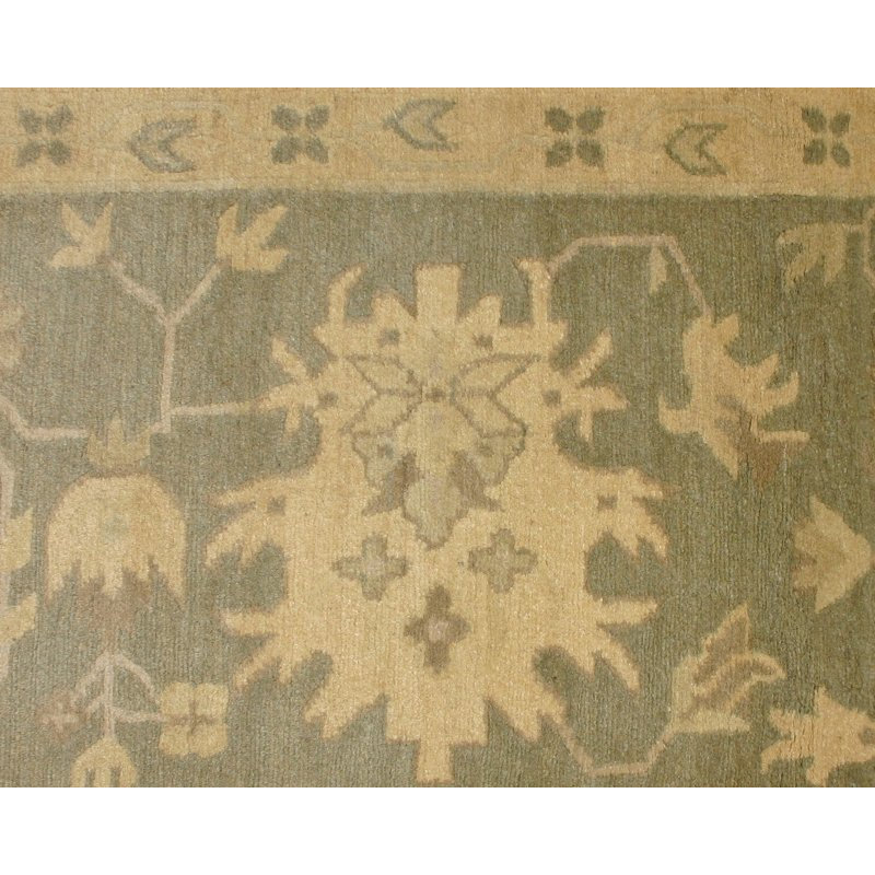 Afshan Wool Oriental Area Rug in Greens/Taupes, Rectangle 8' x 10'