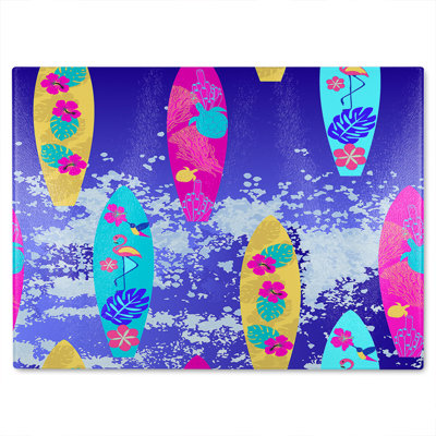 Tropical Surf Glass Chopping Board