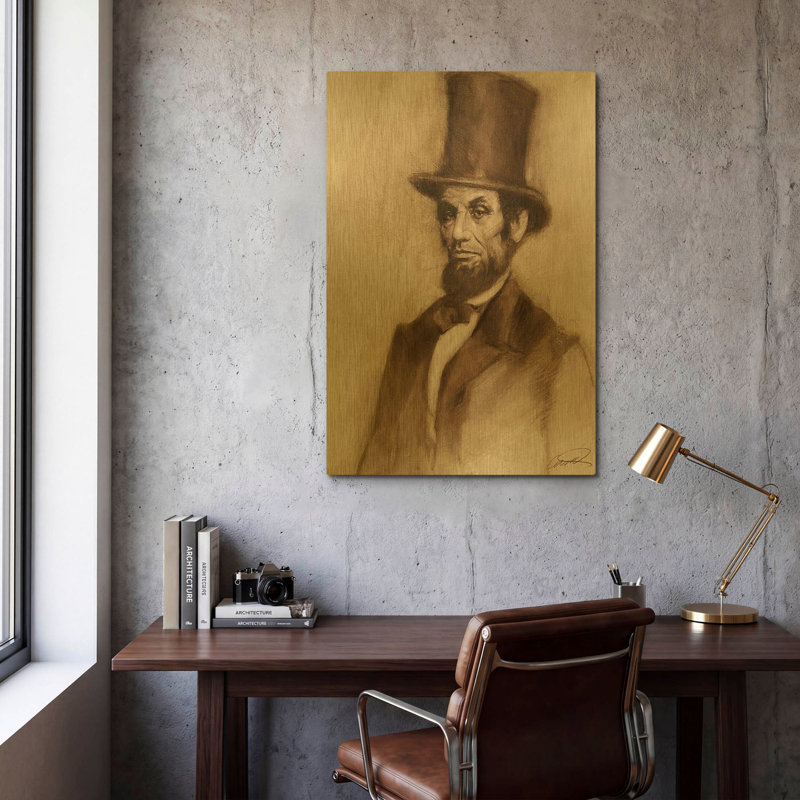 Tableau mural en métal doré « Honest Abe » de Robert Campbell, 61 x 91 cm, 24 po x 36 po