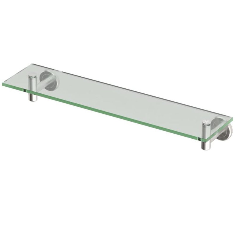Wall Mounted Glass Shelf | 8 mm Thick Tempered Glass Shelf, Satin Nickel