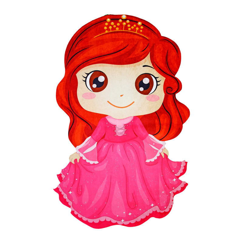Tapis rose / rouge tissé à la machine Fung, Nouveauté 5 pi 3 po x 7 pi 7 po