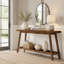 Console extra-longue de style campagnard, table d'entrée en bois massif avec rangement ouvert à 2 niveaux, canapé rustique étroit derrière le canapé pour le couloir, le salon ou le vestibule-205962710