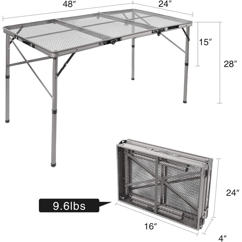 Keirrah Folding Outdoor Table for Grill, Silver, 24" W x 48" L x 28" H