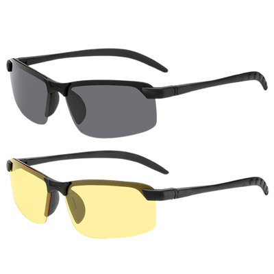 1/2 Pcs Polarized Sunglasses UV Protection Retro Style No Rim PC Lens Plastic Frame Day And Night Use Block Sunlight Vacation Beach Spectacles Outdoor Eyewear