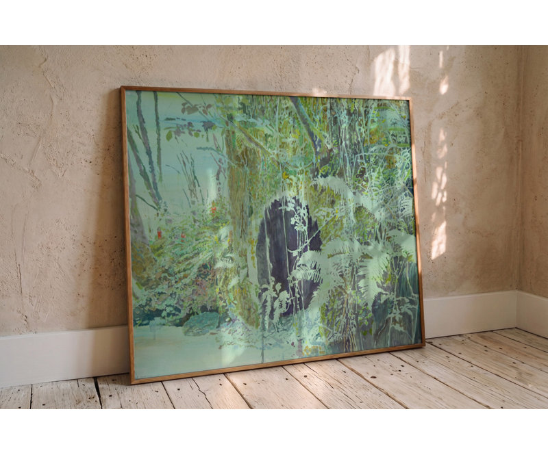Deep Forest Greens Print by Other Artist, Tan, Matted Framed Print, 36 × 24