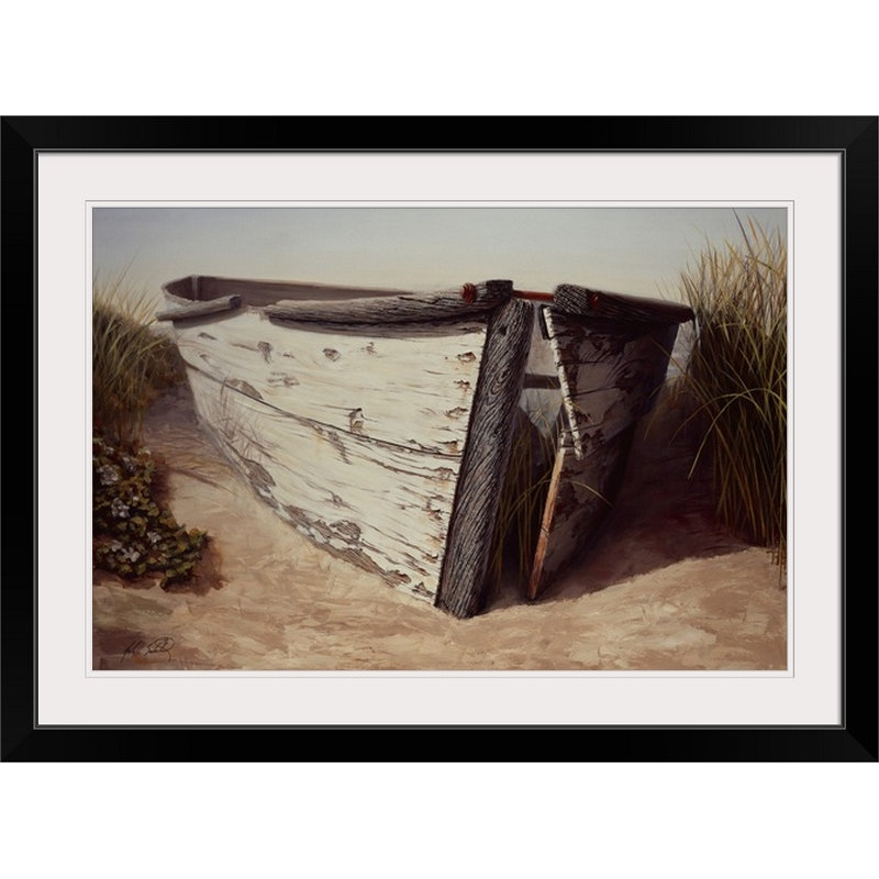 « ii » karl soderlund, reproduction d’art White Boat, H 28 po x l 38 po x P 1 po, Cadre noir