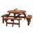 8 Person Wooden Picnic Table, Outdoor Camping Dining Table With Seat, Garden, DIY W/ 4 Built-In Benches, 2220Lb Capacity-1630226253