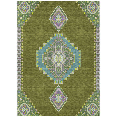 Elira Green Washable Indoor-Outdoor Rug - 