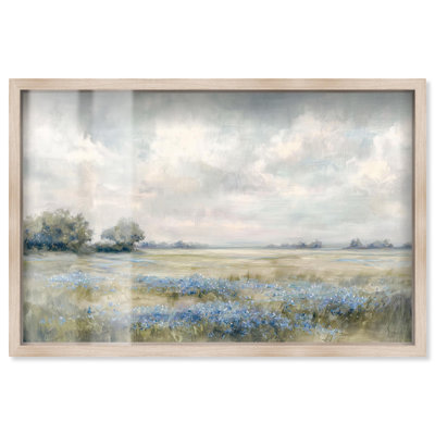 Décoration murale rétro Pastel Prairie Dreams Shadowbox par Art Remedy, cadre blond, 55 x 37