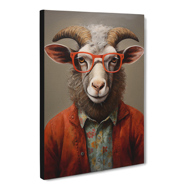 Ram Sheep With Glasses - Print, 60cm H x 40cm W x 3cm D