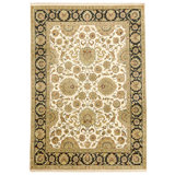Hand Knotted Wool Area Rug in Ivory And Black