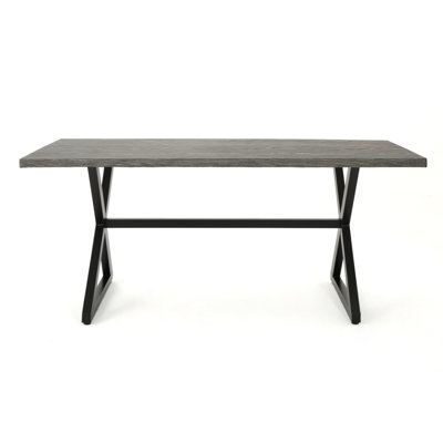 Rolando Outdoor Aluminum Dining Table With Steel Frame, Grey / Black