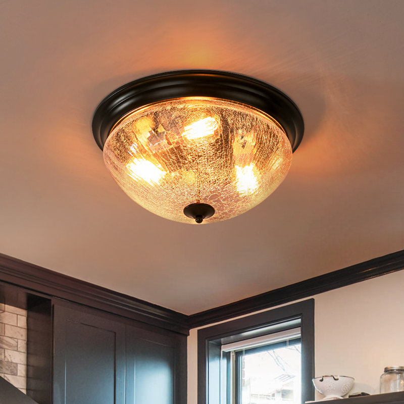 Gillings 3 - Light Crackled Glass Bowl Flush Mount