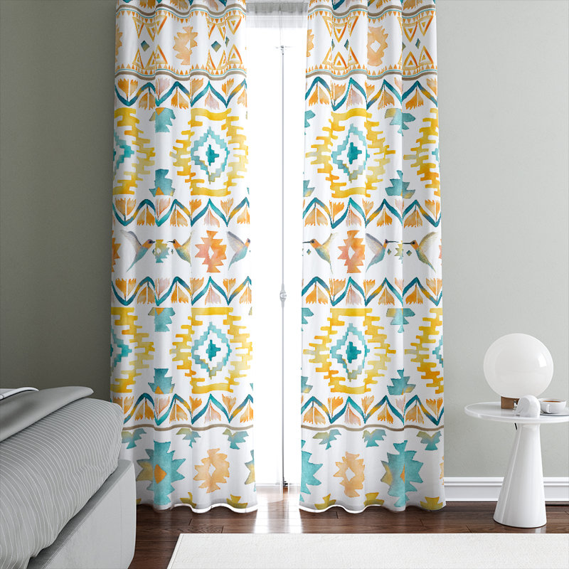 Panneaux de rideaux géométriques semi-transparents, L 20 po x L 52 po