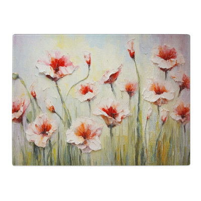 Carnation Flower Impressionism No.2  Glass Chopping Board