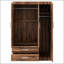 Armoire-penderie à trois portes avec 2 tiroirs et 2 tringles pour un rangement organisé et spacieux