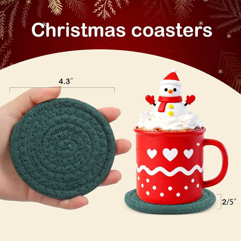 Cotton Agate Ceramic Jute Leather Crystal Round 6 Piece Coaster Set
