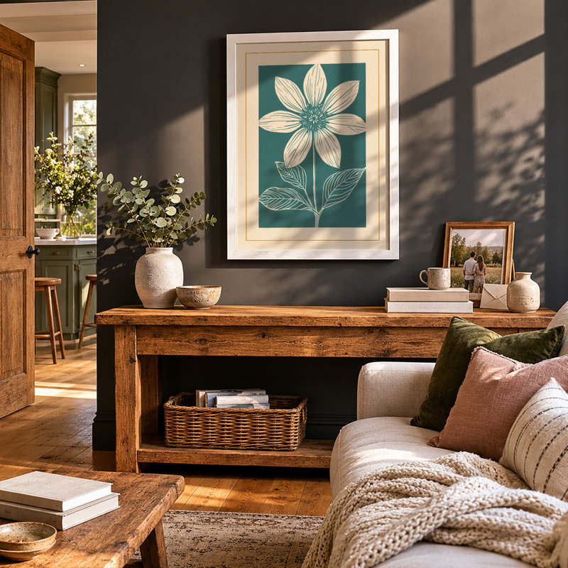 Stylized Bloom Botanical - Framed Print, A3 - 42.0 x 29.7 cm, White