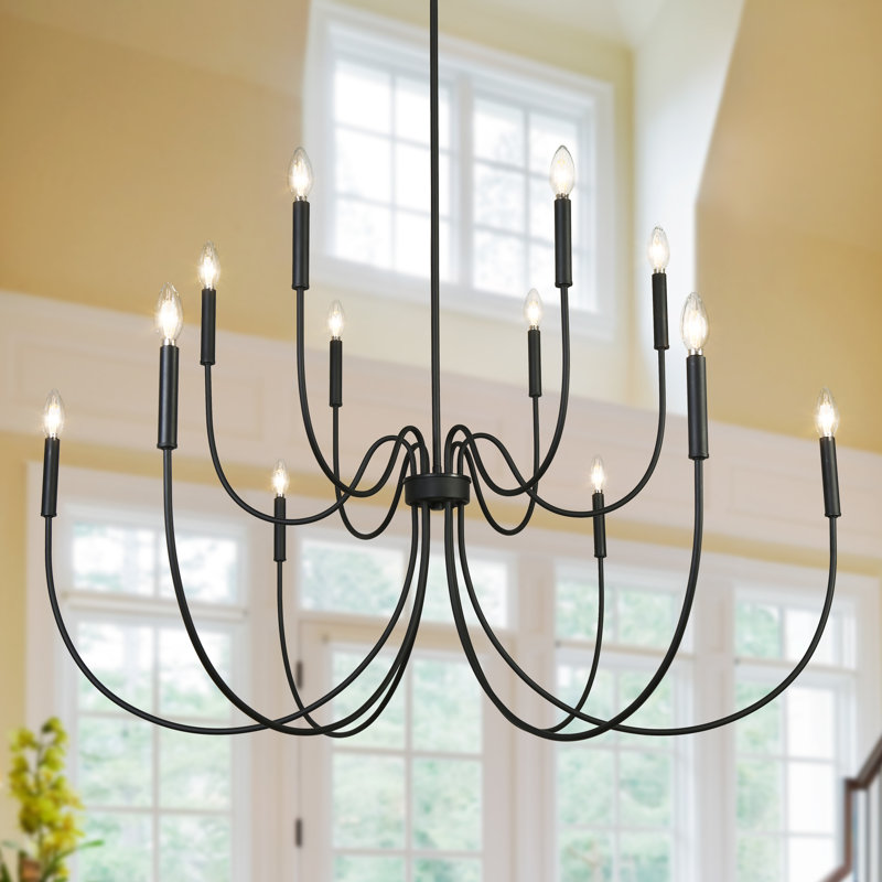 12-Light Dimmable Oversize 47" Width Chandelier