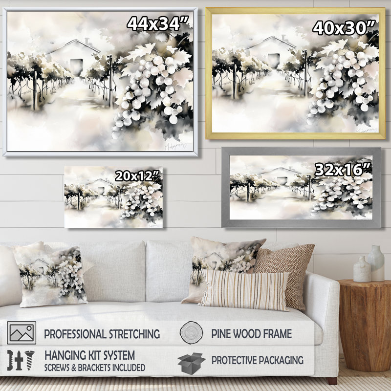 Paysage de perchoir de vignoble en Italie - impression murale vignoble, H 34 po x l 44 po, Toile tendue, Ne s’applique pas