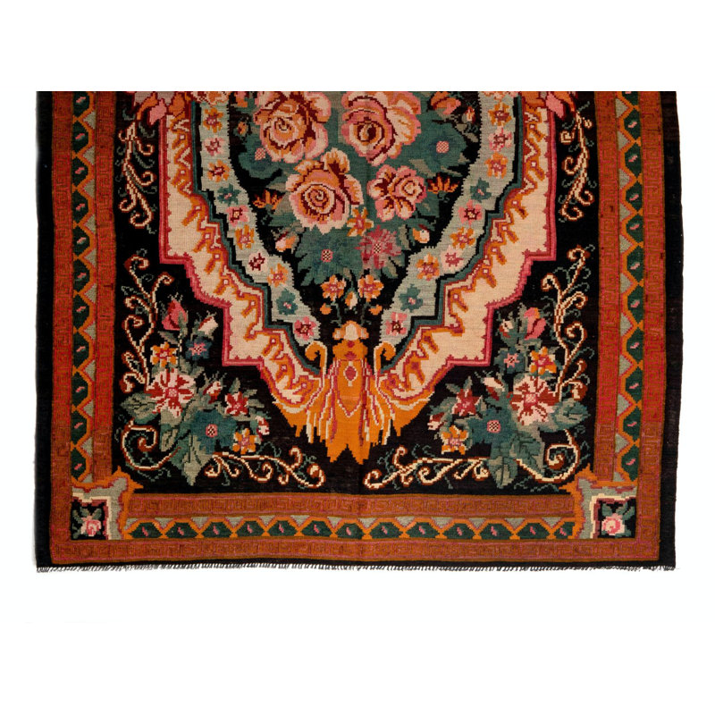 Tapis vintage en laine tissé à la main 6,8 x 10,2 pi Kilim Bessarabian de la Moldavie