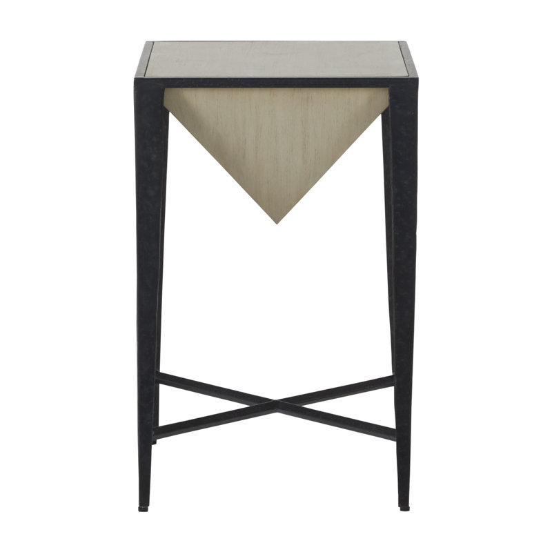 Elway Black and White Square Wood Metal End Table
