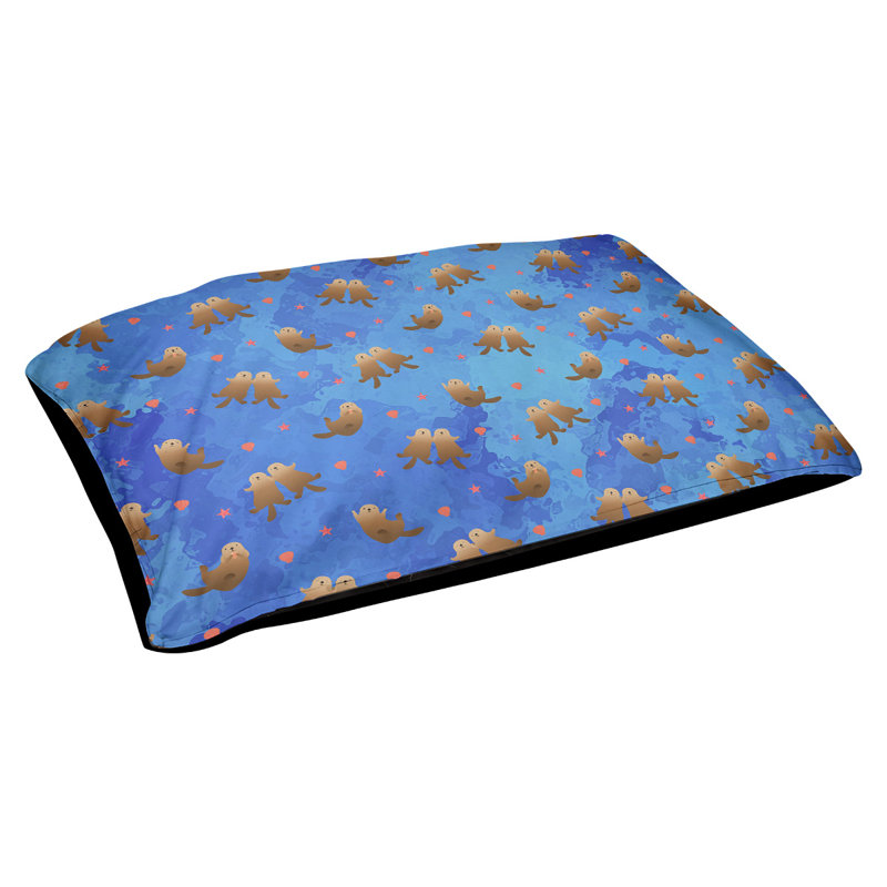 Coussin d'extérieur Campion Sea Otters, Moyen (L 29,5 po x P19,5 po x H 9,5 po), Bleu pâle/Brun