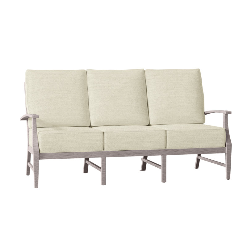 Croquet 76" Wide Outdoor Patio Sofa with Cushions, Verona Fossil, No Welt, Oyster 