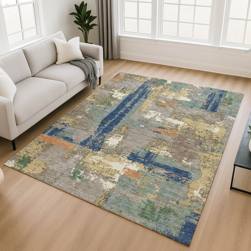 Premium Machine Washable Mayfield AMF2212 abstract Rug, 8' x 10', Taupe