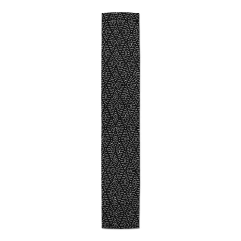 Collynn Rectangle Geometric Polyester Table Runner, Black, 90" x 16"