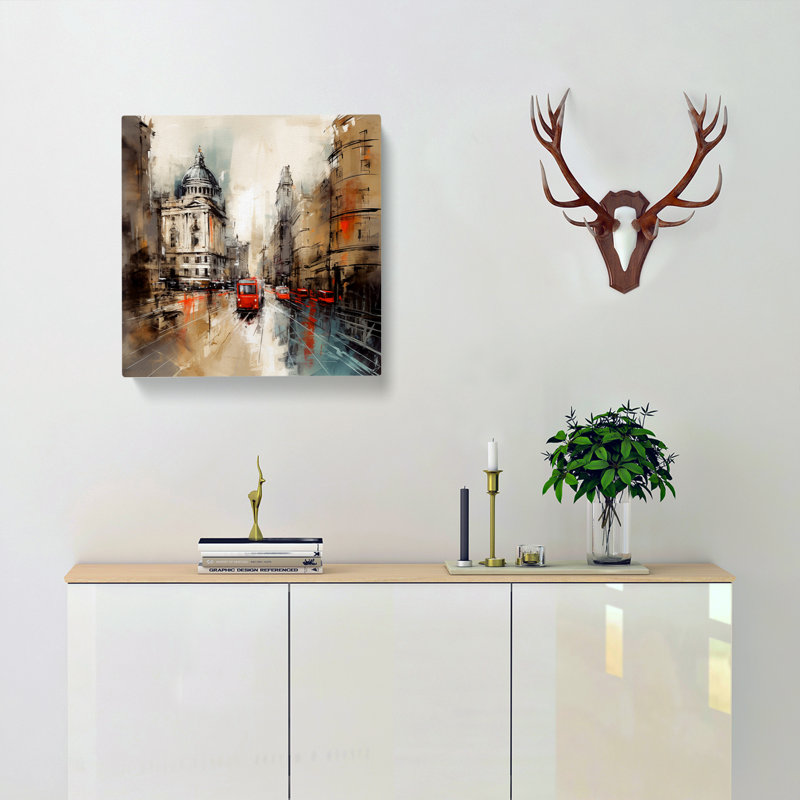 City Of London Gestural No.3 - Wrapped Canvas - Framed Print