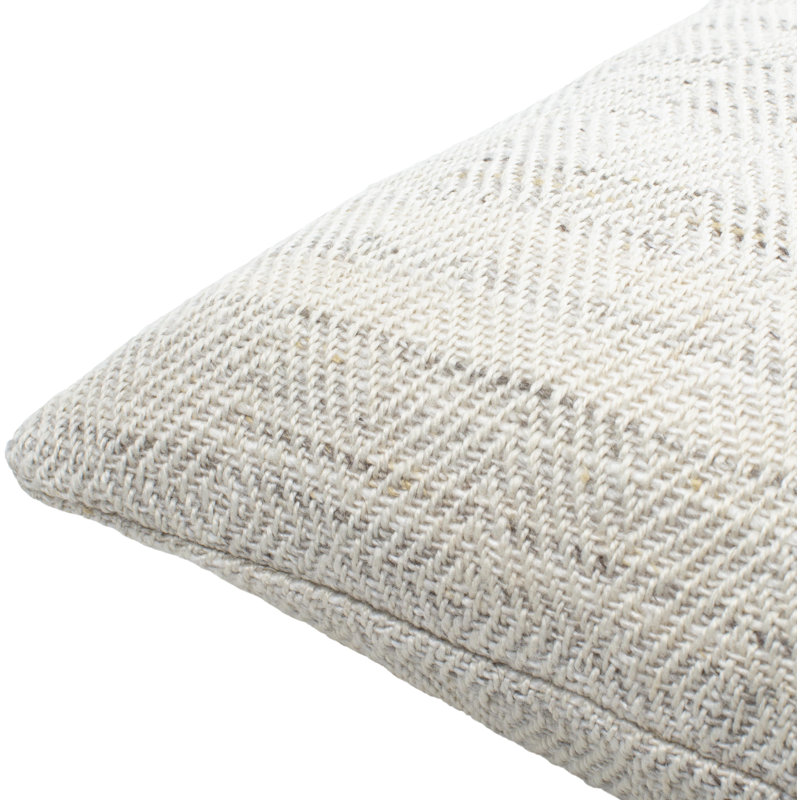 Housse et insert de coussin décoratif carré intérieur / extérieur Boulder, H 18 po x l 18 po, polyester, Crème/gris
