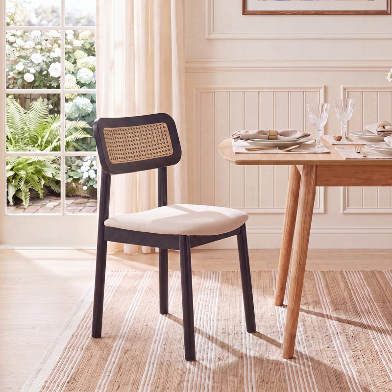 Chaise d'appoint Baylon, Avec coussin, Noir / Blanc