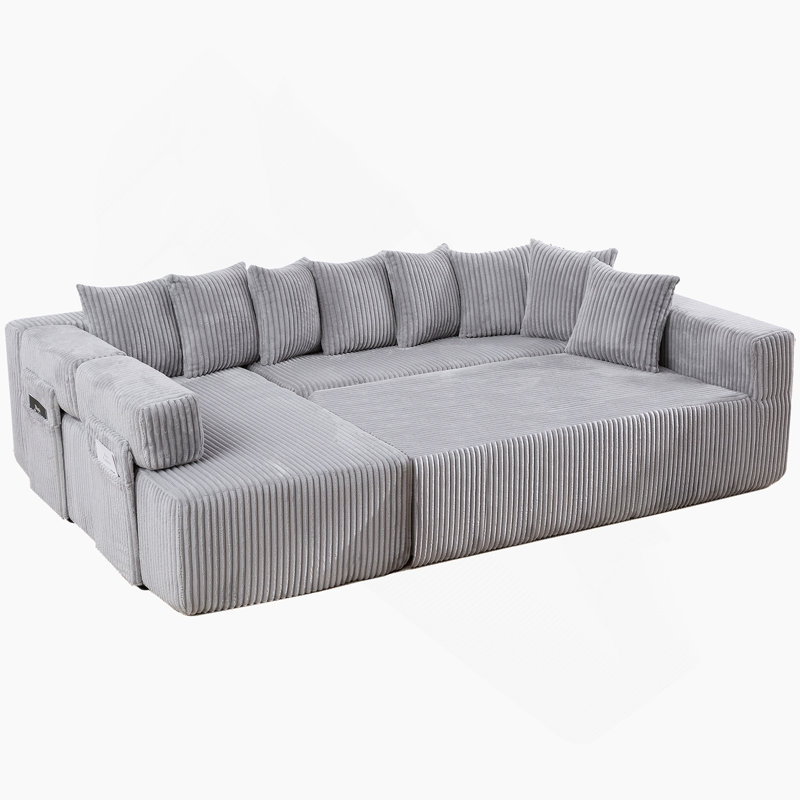 Canapé modulaire en U de 146 po, canapé-lit convertible 5 places et canapé en L de 146 po, 8 coussins, combinaison gratuite, sans assemblage, canapé surdimensionné pour le bricolage, sac à magazines