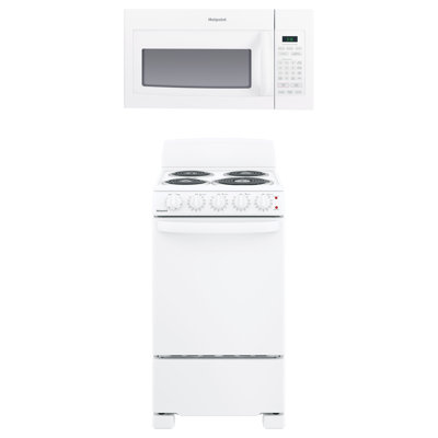 Hotpoint 2 Piece Kitchen Appliance Package with Electric Freestanding Over-the-Range