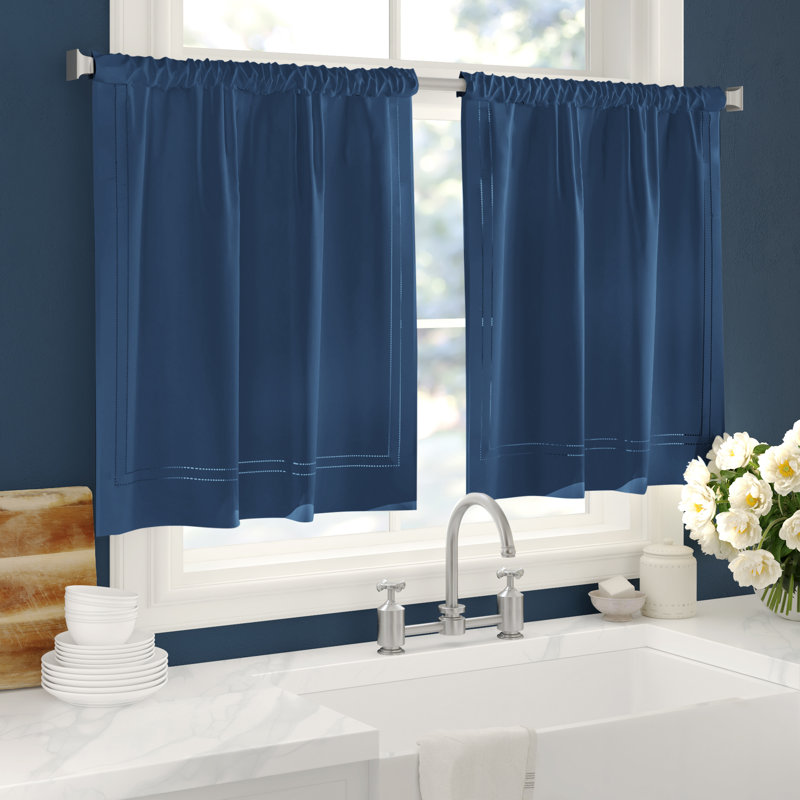 Reade Tailored Cafe Curtain, 24" H x 30" W, Indigo