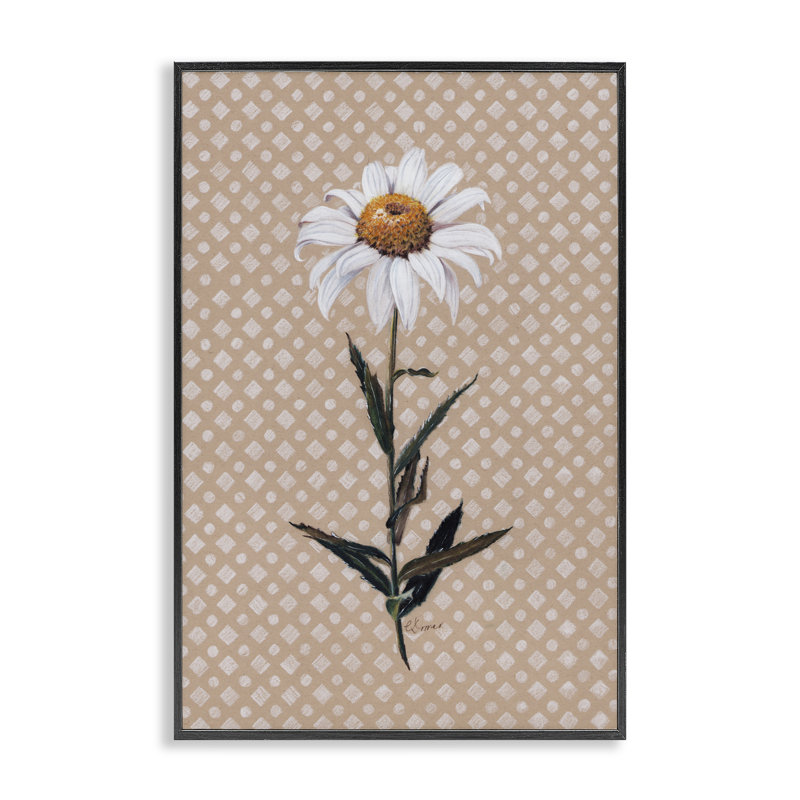 «Daisy Sprig over Neutral», par Giclée, H 18 po x l 12 po, Giclée encadrée noir minuit