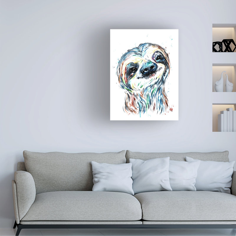 «Lisa Whitehouse Smiley Sloth», art sur toile, H 19 po x l 14 po