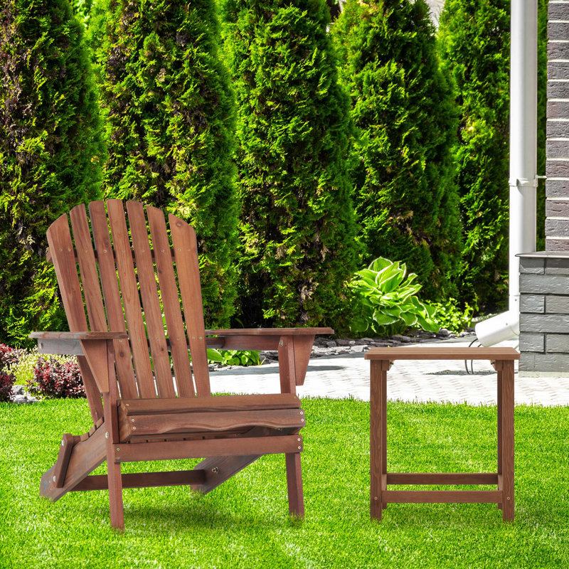 Wooden Outdoor Folding Adirondack Chair Set Of 2 Wood Lounge Patio Chair For Garden,Garden, Lawn, Backyard, Deck, Pool Side, Fire Pit,Half Assembled