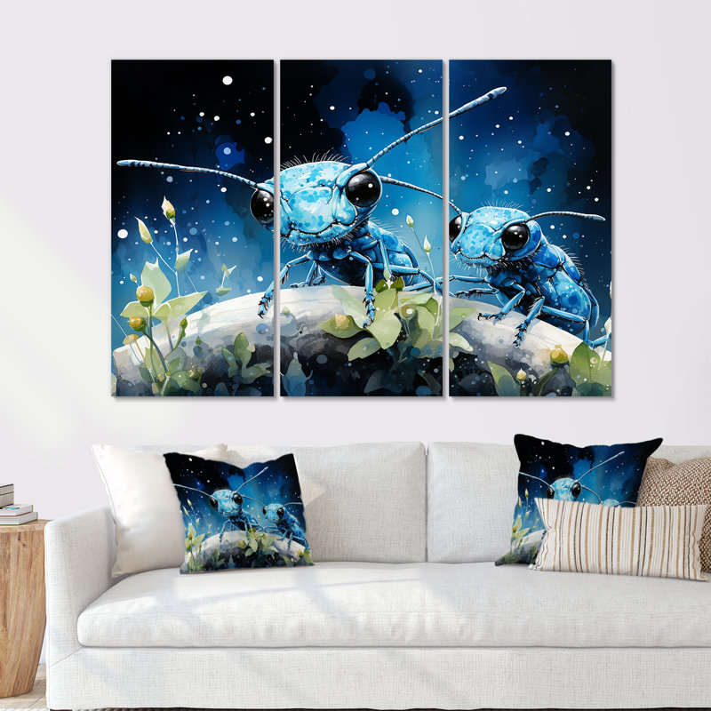 «Enchanted Minions Blue Ants - Animal Ant», ensemble d'art sur toile, H 32 po x l 48 po