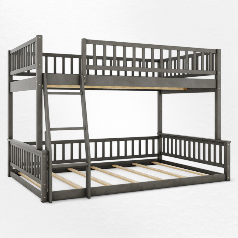 Bunk Bed, Grey, Full XL Over Queen