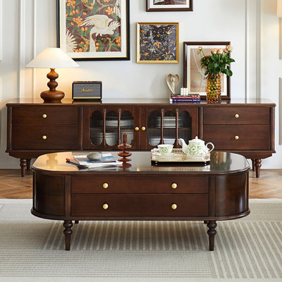 French Vintage Oval Storage Coffee Table